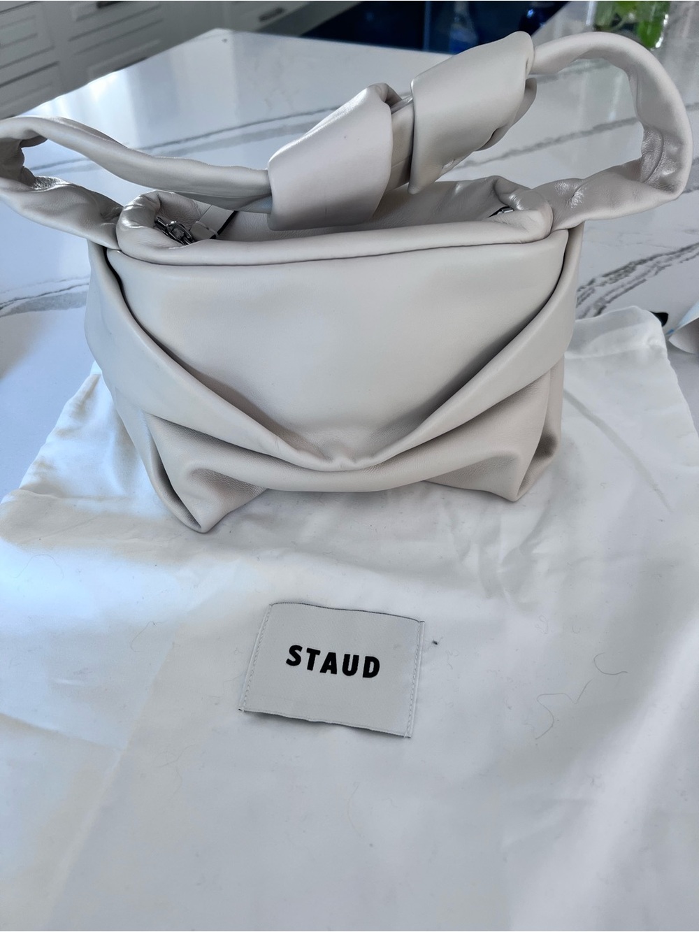 Staud cream leather Kiss bag